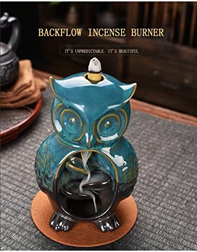 Mountain Waterfall Incense Burner,Backfall Incense Holder River, Incense Falls Meditation Decor for Room with Upgrade Incense Cones and Accessories (OWL)