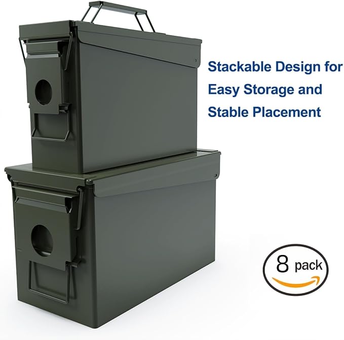 PATRON 30 & 50 Cal Ammo Can Metal Ammo Box Storage Crate Case for Shotgun Bullet Rifle Ammunition Waterproof (Black or Green)