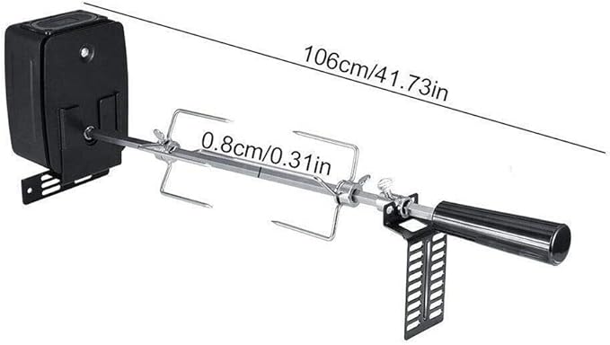 Electric BBQ Grilling Rotisserie Spit Roaster Charcoal Motor Rod Kit with Meat Forks for Pig Chicken Beef Battery Type