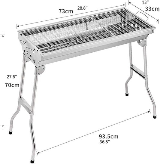 Charcoal Grills BBQ Grill Stainless Steel Small Portable Folding Charcoal BBQ Grill with Non-Slip Feet Large Charcoal Grill for Outdoor Camping Charcoal Grill Cooking