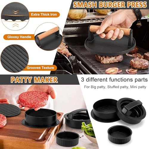 Joyfair Kettle Charcoal Grill (18 Inch) & 35Pcs Griddle Accessories Kit, Outdoor Barbecue Grill with Stainless Steel Griddles Spatula Burger Press Basting Cover Hamburger Patty Maker for Outdoor BBQ