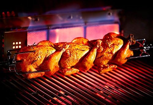 Mont Alpi 805 Stainless Steel Heavy Duty 44 inch Electric Motor Portable Deluxe Barbecue Rotisserie Grill Kit - Hexagon Spit Rod - 120V 4 Watt 60Hz - Holds up to 25 lbs - Fits All 805 Grills - MAROTIS