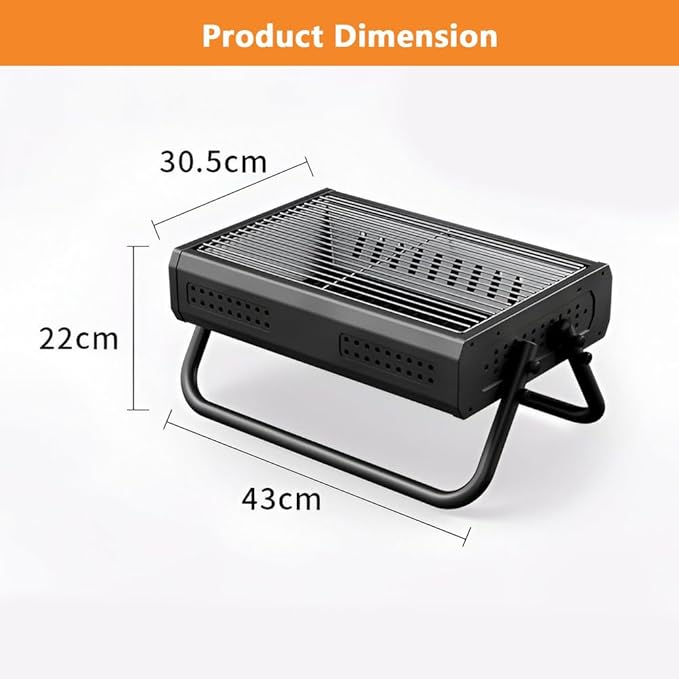 AIZYR Small Charcoal Grill, Stainless Steel Barbecue Grill Portable Lightweight BBQ Grill Indoor Outdoor Grill Tools for Camping Travel Party,Black