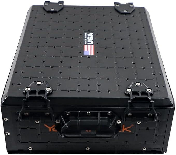 YakAttack ShortStak Solo Storage Box - Size & Color Options | Standalone Low-Profile Crate with Lid, Hinges & Latches | GridLoc Mounting Panels | Slider Feet for Under-Seat Use | Made in USA