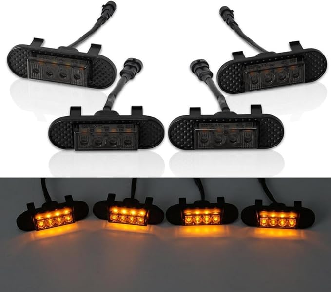 4Pcs LED Light For Front Grille Amber Daytime Running Lights Compatible With Bronco BadLands 2021 2022 2023(Emitting Color: Type B)