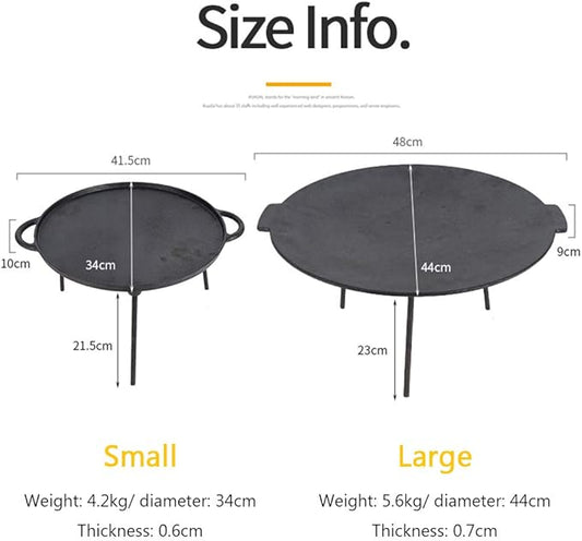Outdoor Large Charcoal Grill Plate, Large Cake Pit, Cast Iron Pan, Camping Frying Pan, Driving Wrought Iron Grill, Barbecue Grill, Portable Folding Grill,S