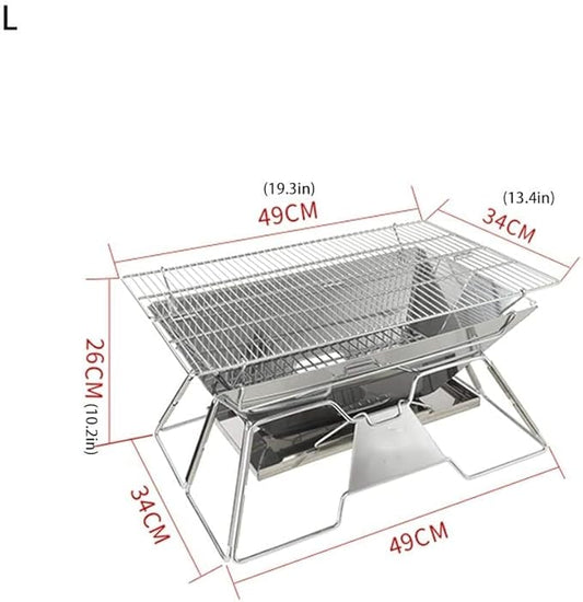 Charcoal Grills BBQ Grill Folding Campfire Grill Portable Stainless Steel Charcoal BBQ Grill Stove for Outdoor Hiking BBQ Charcoal Grill Cooking