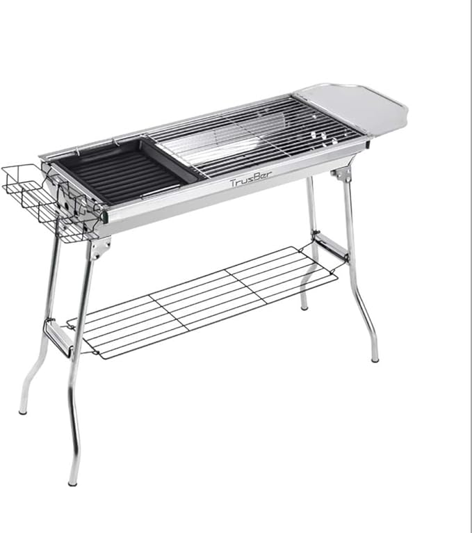 Barbecue Charcoal Grill, Stainless Steel Outdoor Barbecue Grill for Camping Hiking Picnics Tailgating Backpacking or Any Outdoor Event