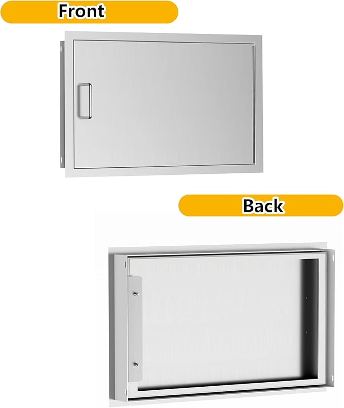 Luffioner BBQ Outdoor Kitchen Doors,24W x 17H Inch Double BBQ Access Door,Rust-Proof Thickened Plate 304 Stainless Steel Access Door for Outdoor Kitchen, BBQ Island,Grilling Station (24W x 17H)