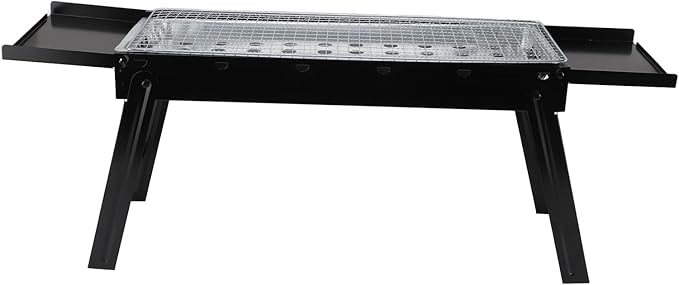 Fdit Charcoal Grill, Portable Stainless Steel Folding NonTipping BBQ Grill for Outdoor Cooking