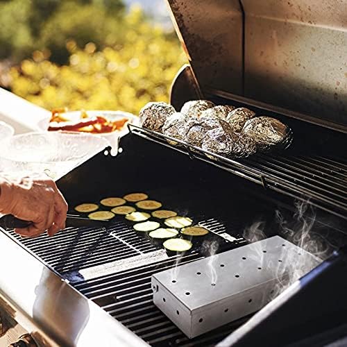 Wood Chips Smoker Box for Portable Charcoal Grill, Camping BBQ Grills, Outdoor Barbecue Grill – Stainless Steel Smoke Infuser for Charcoal Grills BBQ,A-1