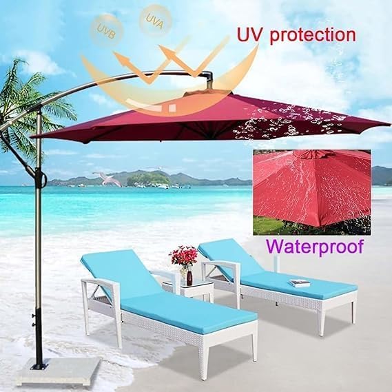 11FT Cantilever Patio Umbrella Replacement Canopy, 8 Ribs 64"-66", Upgraded 600D 220GSM Heavy-Duty Fabric, Waterproof & UV Resistant (Canopy Only)