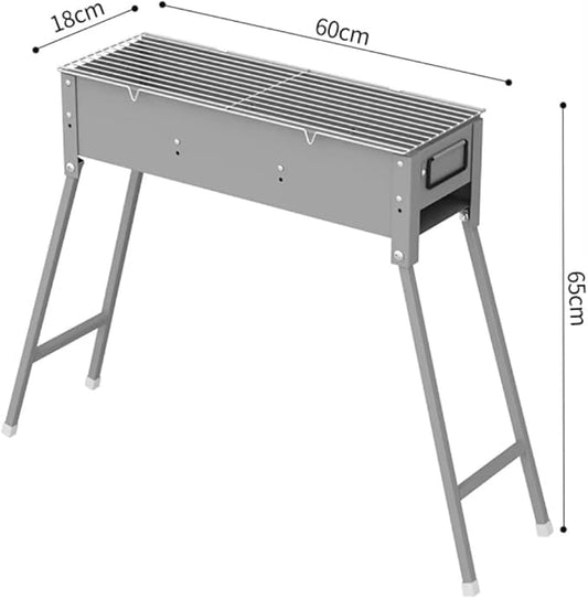 Charcoal Grill Stainless Steel Folding Portable BBQ Kit for Outdoor Cooking, Camping, Hiking, Picnic, Tailgate, Backpacking or Any Outdoor Event(18 * 60 * 65cm)