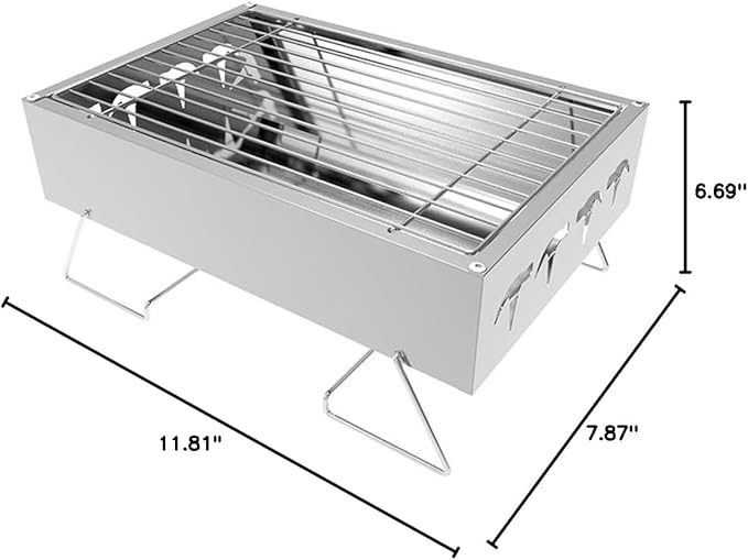 Barbecue Charcoal Grill Barbecue Grill with Strip Grill, Fashion Novel Barbecue Shelf, Barbecue Stove for Outdoor Cooking Camping Beach Traveling Small Folding Tabletop Grill