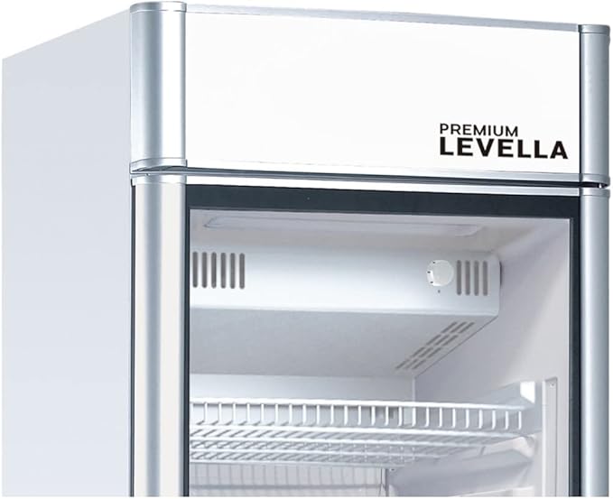 PremiumLevella PRF65DX Single Door Merchandiser Refrigerator-Upright Beverage Cooler-6.5 cu ft-Silver, 6.5 cu.ft. Single Swing Door