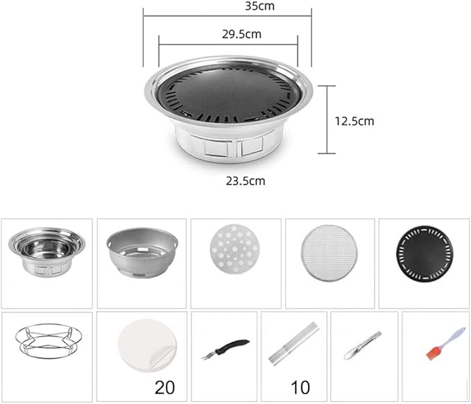 13.8 inches Small Charcoal Grill Portable Stainless Barbecue Stove for Outdoor Camping BBQ Grill Outdoor Cooking (Silver 35 * 12.5cm)