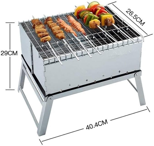 BBQ Grill Barbeque Grill Charcoal Grill Barbecue Portable BBQ Stainless Steel Folding BBQ Camping Grill for Cooking Small Grill Barbeque Grill for Camping (A)