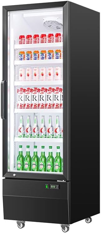 IDEALHOUSE Commercial Merchandiser Refrigerator, 13.4 Cu.Ft, Glass Door, Beverage Cooler, 5 Adjustable Shelves, Bar Fridge, Commercial Display, Large Capacity, Black, For Restaurant, Store, Bar