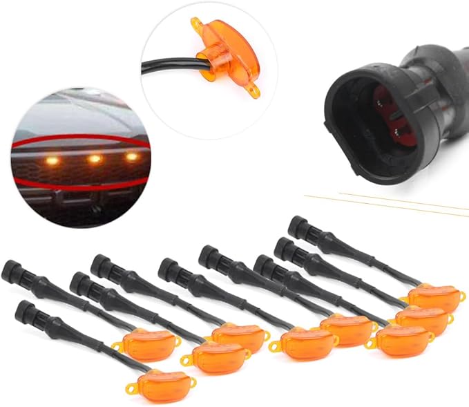 Liru Bumper Grill Light Front Grille Replacement Amber for Ford F150/ For 04-17 Car 9 Pcs