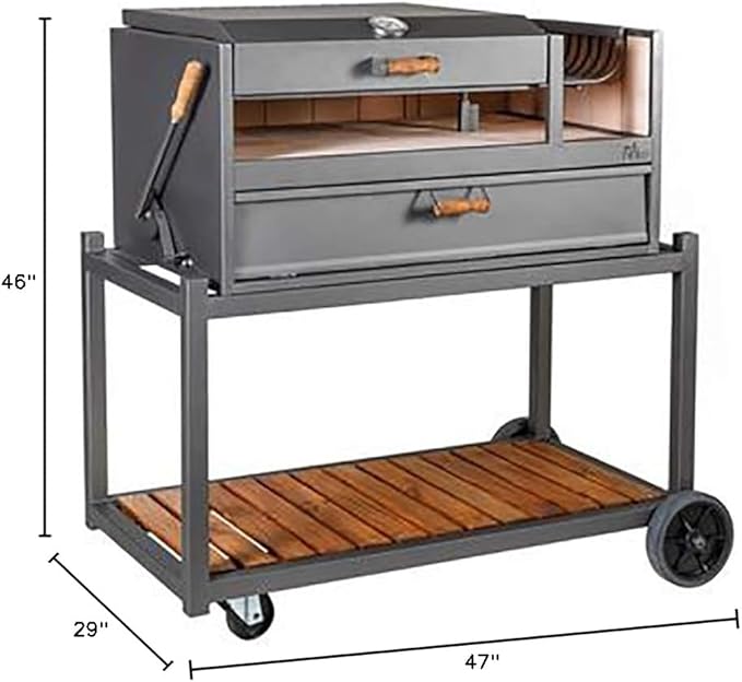 Nuke Delta02 Authentic Argentinian-Style Outdoor Cooking Charcoal Gaucho Santa Maria Grill, 40 Inch, Black