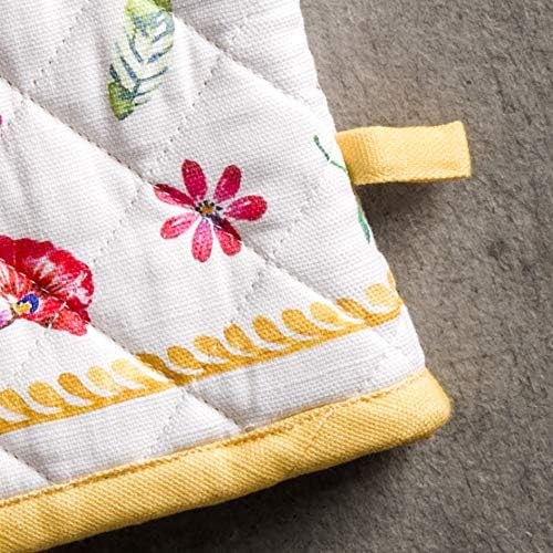 Maison d'Hermine Oven Gloves 100% Cotton Oven Mitt (7" x 13", Pack of 1) | With Loop Heat Resistant BBQ Cooking Gloves Baking Grilling Kitchen Handling Hot Pans Spring Summer - Happy Florals - Sweety
