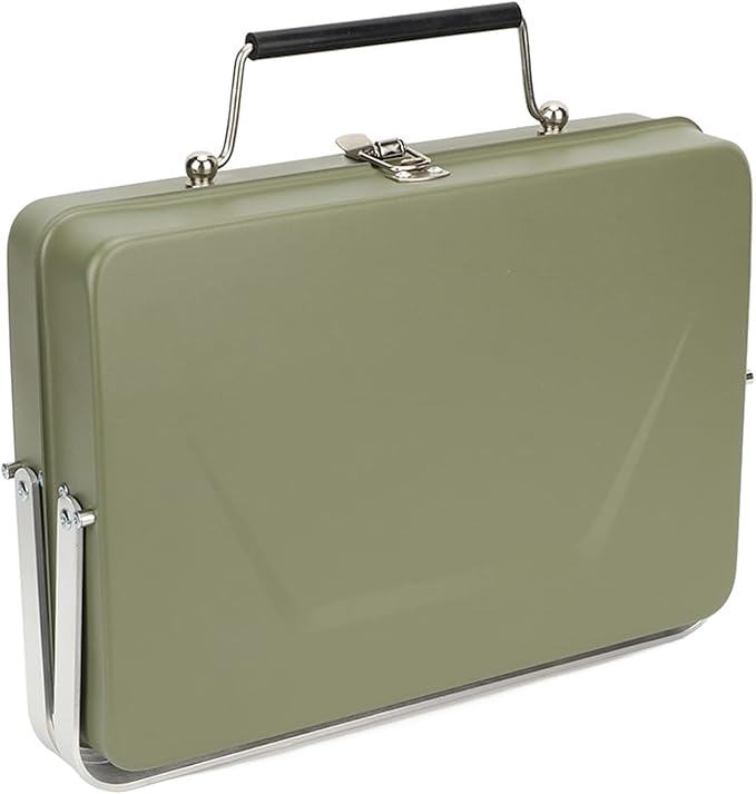 Yinhing Portable Charcoal BBQ Grill Folding Notebook Design for Convenient Outdoor Cooking for Camping Backyard Parties and Picnics Compact and Lightweight Green Grill for Easy Transport a (Green)