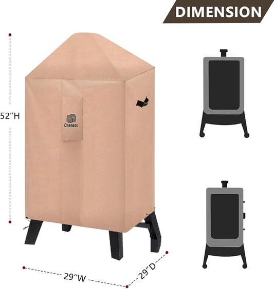 Oneness Heavy-Duty Waterproof Smoker Cover for 29x29x52 Inch Pellet Smokers - Fits Pit Boss 5-7 Series, Masterbuilt, Grills Vertical Smokers - Weatherproof Protective Cover