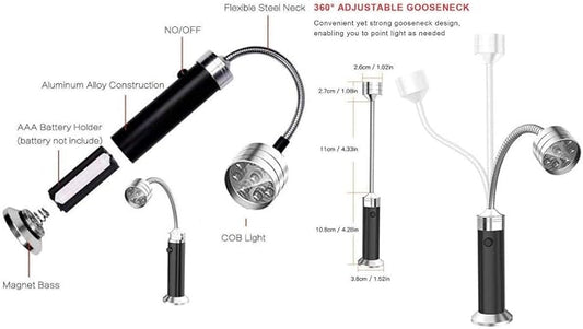 LED Barbecue Light, with Magnet, Flexible Hose Charging Maintenance Work Light for Barbecue Camping with Magnetic Base, Barbecue Light with gooseneck