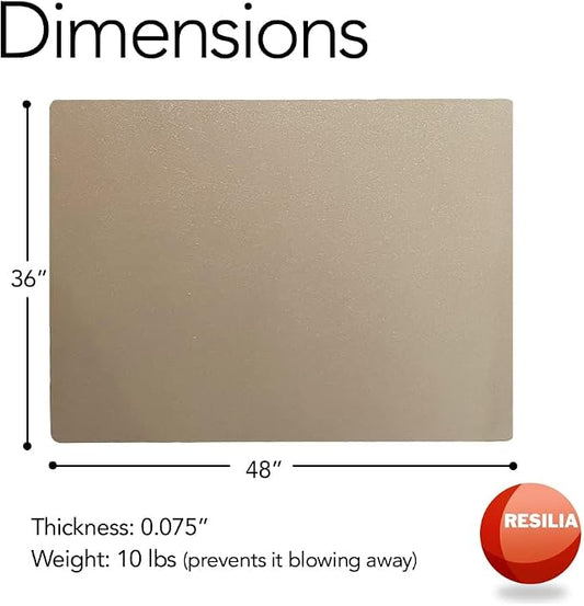 RESILIA Large Under Grill Mat โ Heavy Duty, Reusable Outdoor Floor Protector Mats for Deck, Patio, & Garage โ 36 Inch x 48 Inch, Beige/Tan Orange Peel, Made in The USA