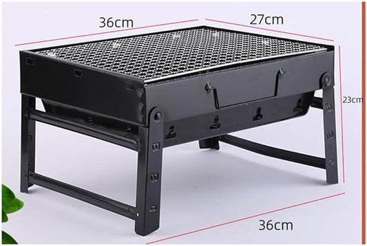Portable Charcoal Grill for Camping BBQ Grills Outdoor Barbecue Grill Smokeless Folding Black Steel Stove with Pull-Out Ash Tray,35 * 27 * 19.5Cm-D