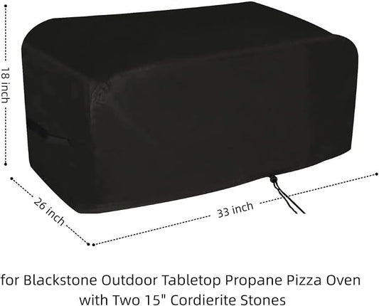Pizza Oven Cover for Blackstone Tabletop Oven with 15" Cordierite Stone | 33x26x18,Waterproof Dustproof Heavy Duty Oxford Fabric,for Blackstone 15in Pizza Maker 6964/6963/6962/6961/6960