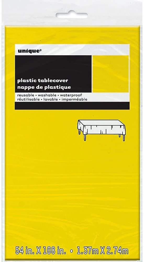 Sunflower Yellow Solid Rectangular Plastic Table Cover (54" x 108") 1 Count - Elegant Design & Premium Quality, Ideal For Parties, Events & Everyday Use