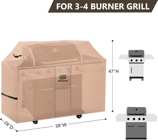 Oneness Grill Cover,58 inch Waterproof Weather Resistant BBQ Gas Grill Cover for Weber Spirit Char-Broil Performance,No Fading Within 2 Years