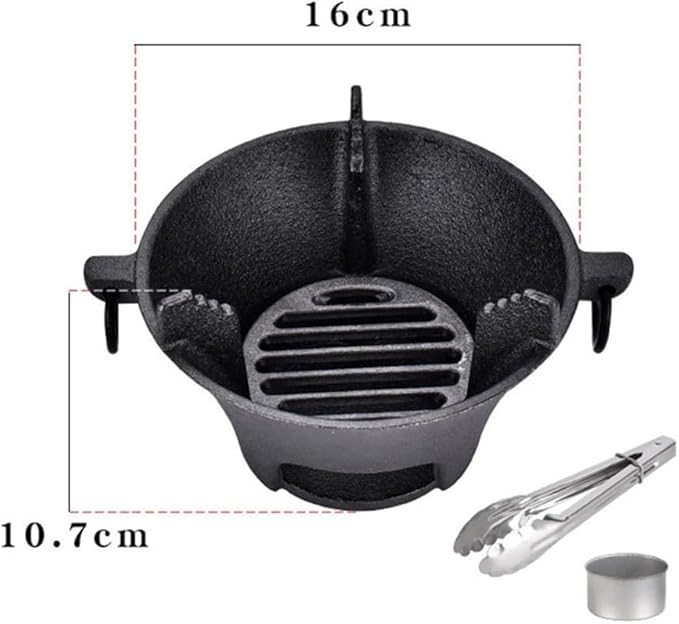 Cast Iron Charcoal Stove, Portable Korean BBQ Grill For Thick Bottom For Even Heating, Compact Japanese Barbecue Oven For Camping And Outdoor Picnics(19.5cm)