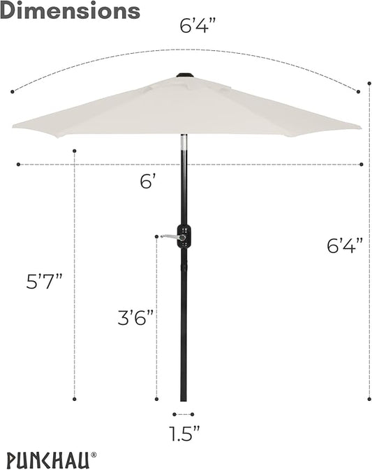6 Ft Outdoor Patio Umbrella - Outdoor Umbrella for Patio, Pool, Table, Garden, Deck, & Beach - Easy Open/Close Crank and Push Button Tilt Adjustment - Beige Market Umbrellas
