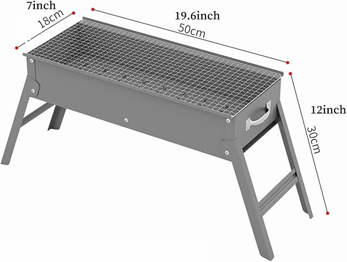 Portable Charcoal Small Grill, Portable BBQ Charcoal Grill for Fun, Small Capacitor Plug and Play ARITONI (Color: /Gray, Size: 50cm) (/Gray 60cm)