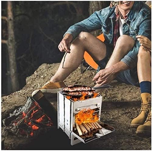 Grill Outdoor Barbecue Grill Outdoor Grill Rack Stove Pan, Camping Roasters Charcoal Oven Picnic Cookware, Bottom with an Ashtray That Collects Wood Ash After Cooking, Envi