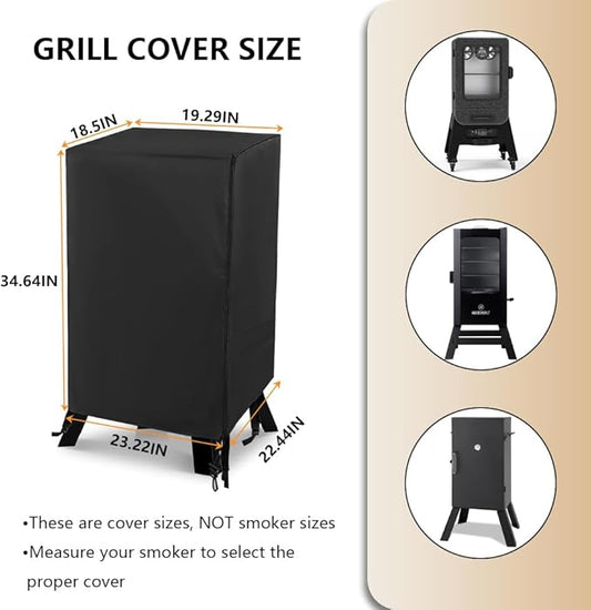 30 Inch Electric Smoker Cover for Masterbuilt and Pit Boss 2 Series Smokers, Heavy Duty Waterproof Vertical Smoker BBQ Grill Cover, All Weather Resistant,Moisture-Proof、Breathable