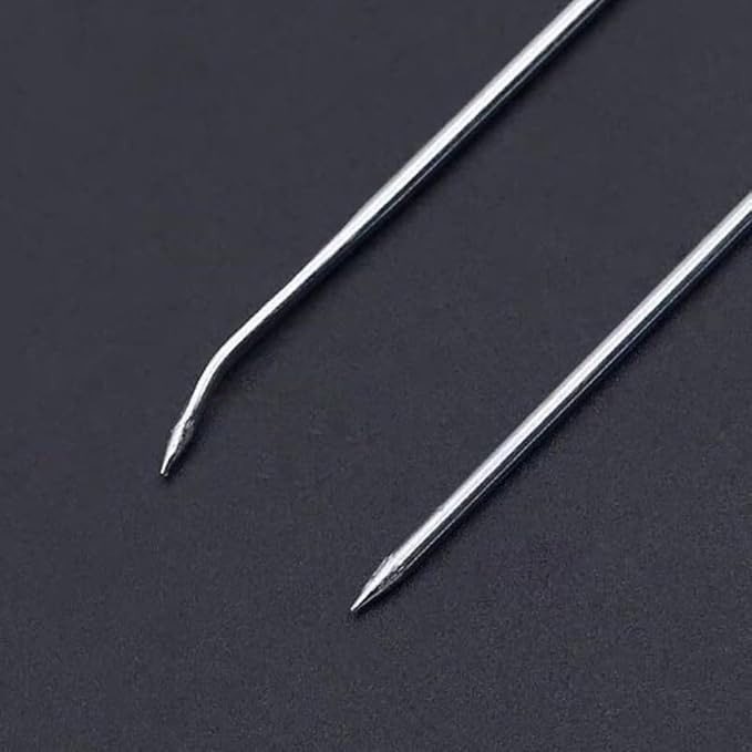 GSHLLO 20 Pcs Stainless Steel Cooking Needles Goose Poultry Needles Turkey Roasting Needle Metal Rotisserie Needle Meat Trussing Tying Needle Pork Sewing Up Needles for Securing Stuffed Chicken