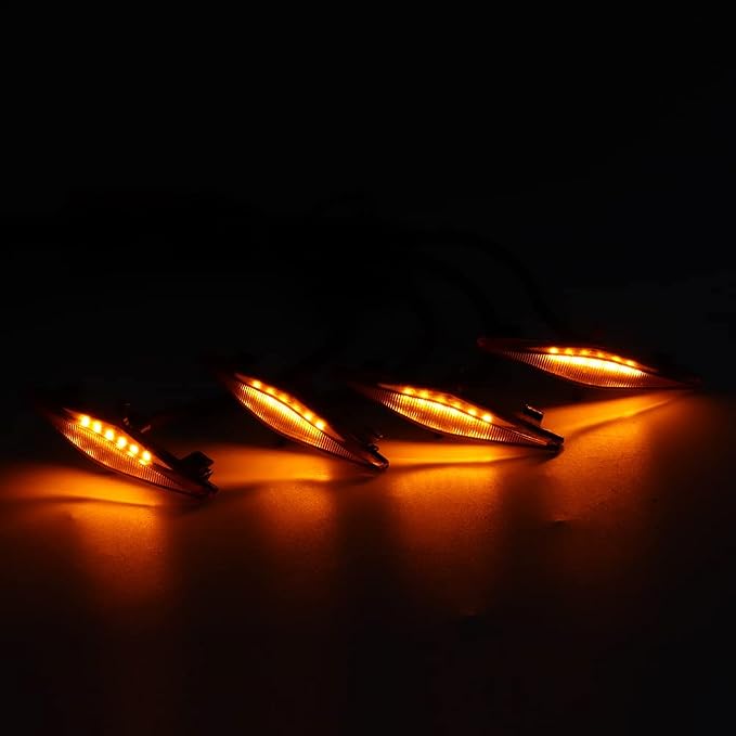 Grille Lamp LED Lights Bright Light for Pro 2014-2019 ABS Plastic 4 Pcs (Yellow Shell Yellow Light)