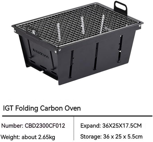 Blackdog Portable Small Grill, Outdoor Stainless Steel Charcoal Grill Used for IGT Dining Table, Easy Set Up for Outdoor Barbecues Camping Traveling Picnics Garden Beach Party - Black