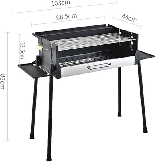 Foldable Charcoal Grill with 3 Gear Adjustable Temperature, Windproof Camping BBQ Grill with Foldable Storage Shelves, Heavy Duty Portable Charcoal Grills for Backyard Tailgating 5-16 People