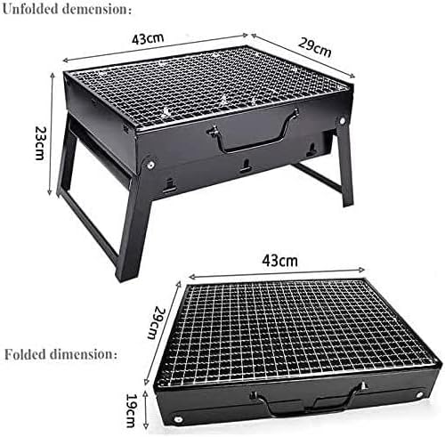 Barbecue Charcoal Grill Portable Folding Charcoal Grill Tabletop Outdoor Stainless Steel Barbecue BBQ Grill for Outdoor Cooking Picnic Charcoal BBQ Grill(43 * 29 * 23cm)