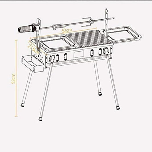 Grill Outdoor Barbecue Grill Portable Thick Charcoal Multi-Person Barbecue, Folding Picnic Shelf in The Field is Stable and Durable, 52 52 27.5cm