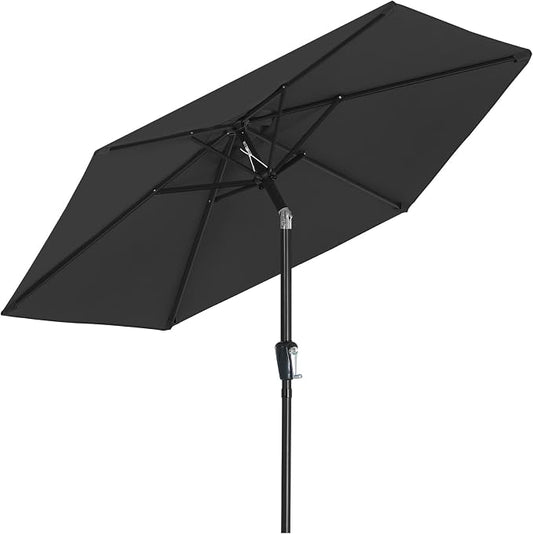 MASTERCANOPY 7.5ft Patio Umbrella with Tilt & Crank, Dark Gray | 6 sturdy ribs;UV/water resistant;Vent;easy setup;for garden/deck/backyard/pool