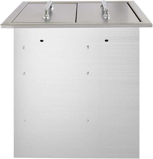 Ryan Stainless Outdoor Kitchen Drawers 14x14.5x23 Inch, 2-Tier Stainless Steel BBQ Double Access Drawers with Handle for Outdoor BBQ Island