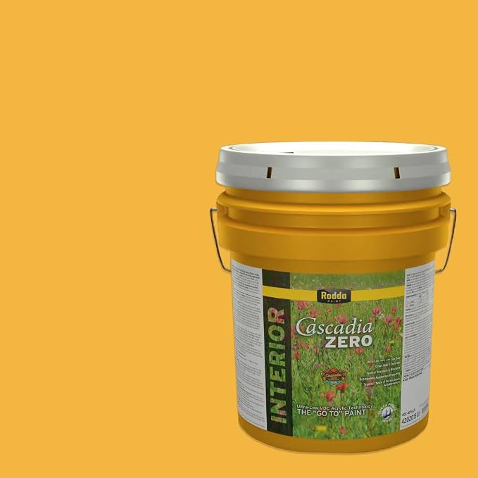 Rodda Paint CASCADIA ZERO Interior Flat Paint & Primer in One, 5-Gallon, Lemon Dream