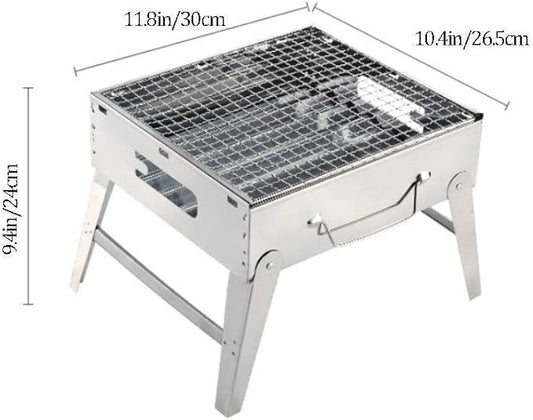 Charcoal Grill Barbecue Portable BBQ Stainless Steel Folding Camping Tabletop for Cooking Small