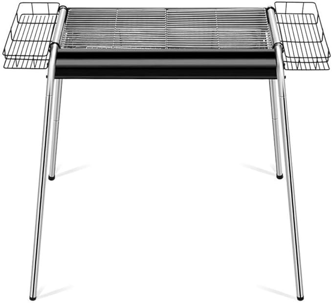 Portable Charcoal Grill Stainless Steel BBQ Grill for Outdoor Camping Picnics, Compact Camping BBQ Grills and Outdoor Barbecue Grill for Travel Beach Backyard, A-Svart