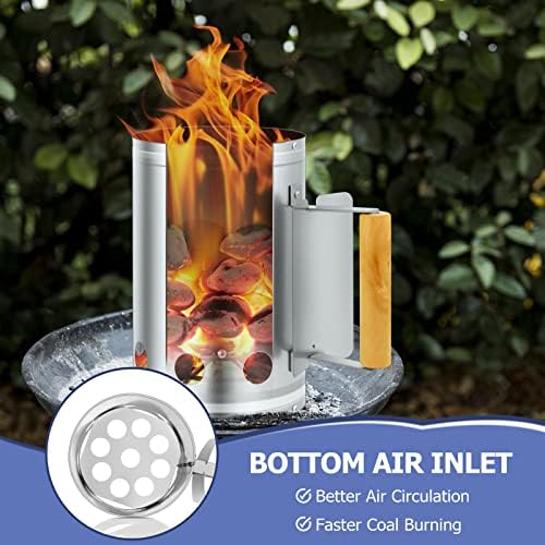 Joyfair Portable Charcoal Grill Set & Charcoal Chimney Starter, Small Tabletop Barbecue Grill with Accessories Tools for Outdoor Camping BBQ Grilling Backyard Party Cooking, Heavy Duty